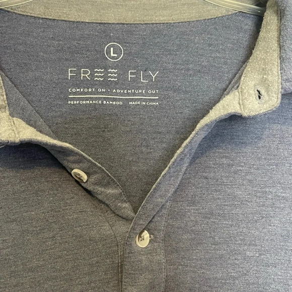 Free Fly Shirt Mens size Large Polo Blue Performance Bamboo Stretch Casual Golf - Picture 2 of 8